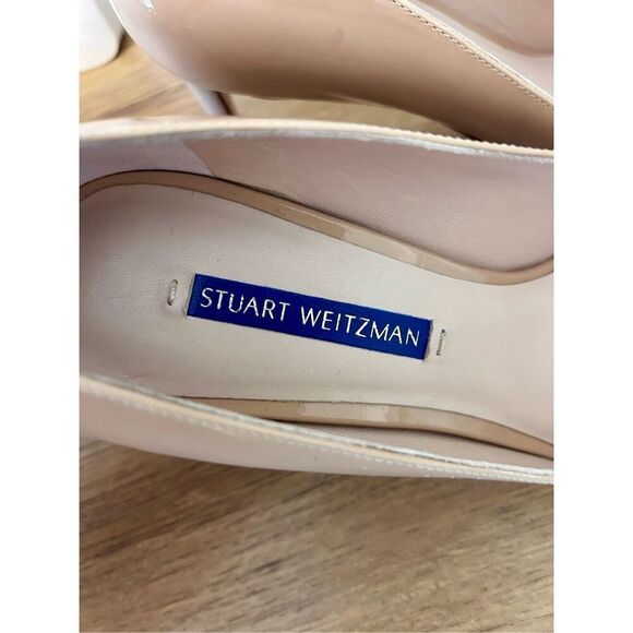 Stuart Weitzman Leigh 70 Patent Leather Adobe Pumps in Nude Size 6.5 - Picture 7 of 9